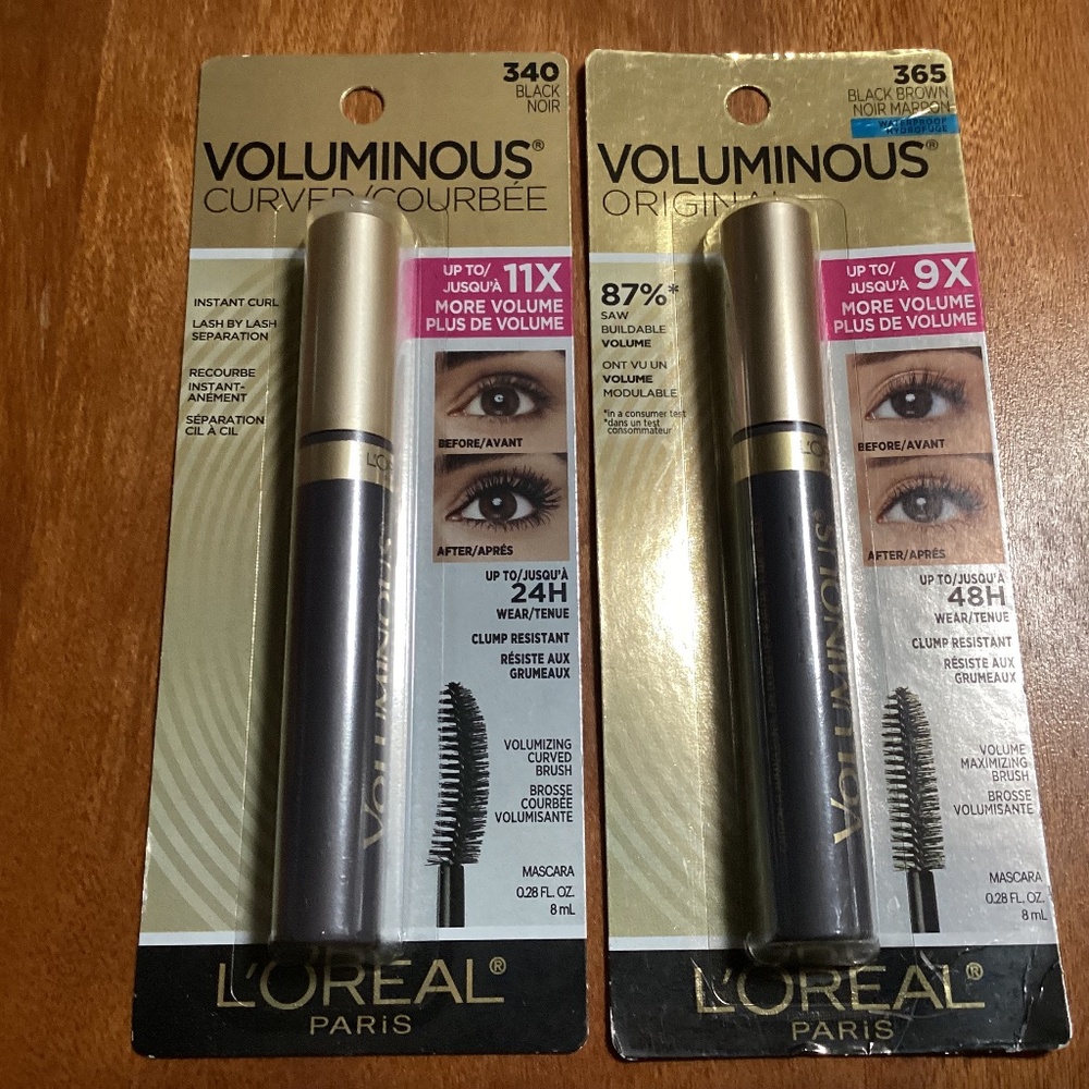 Loreal Paris Voluminous Original 365 Black Brown/Curved 340 Black Noir Mascara
